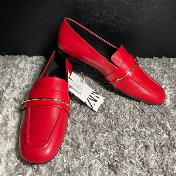NWT Zara Leather Loafers  - Picture 1 of 11